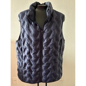 Tangerine Quilted Puffer Vest Jacket Womens Size Medium Dark Blue
